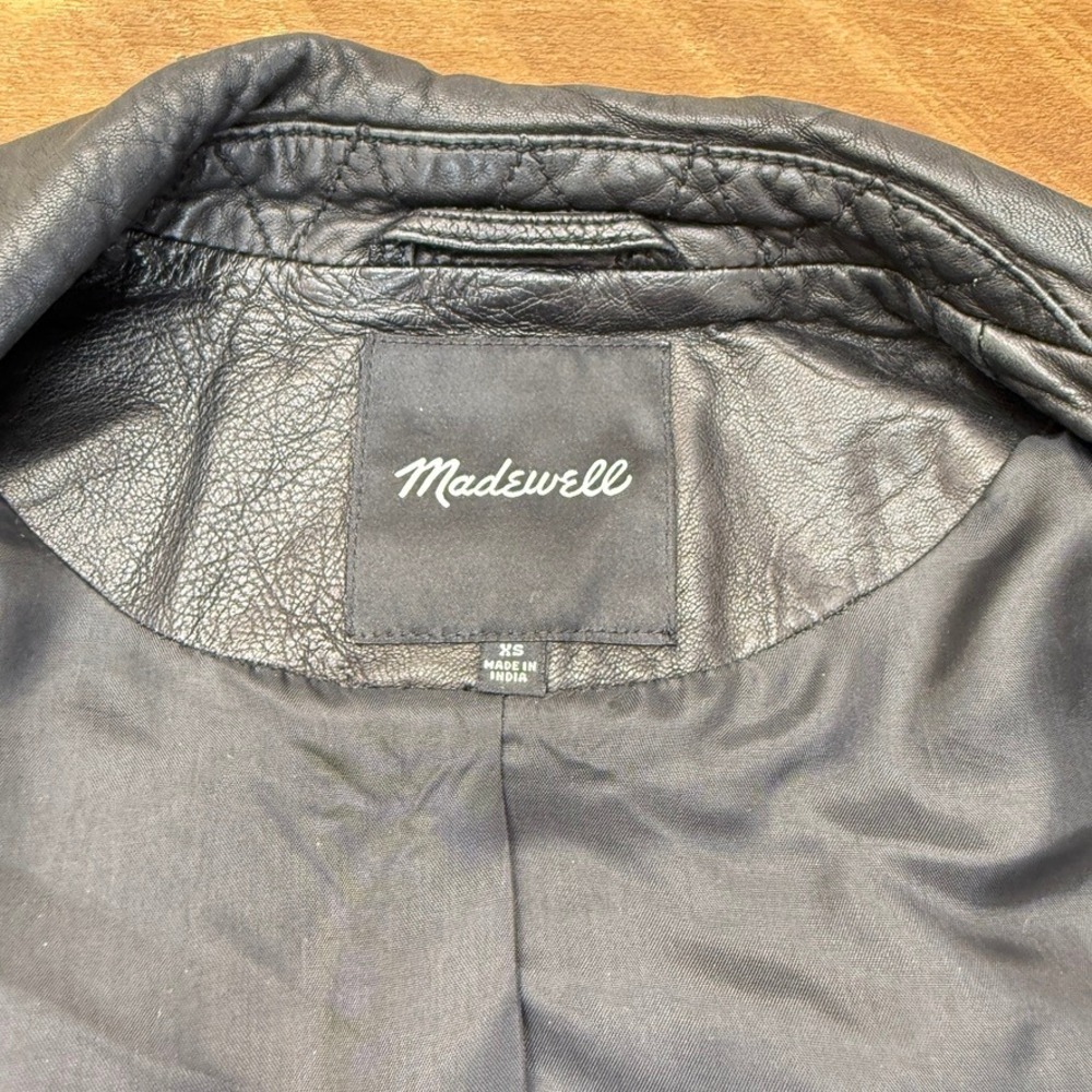 Madewell The Washed Leather Motorcycle Jacket Women XS Grunge Edgy Soft Moto - Picture 8 of 14